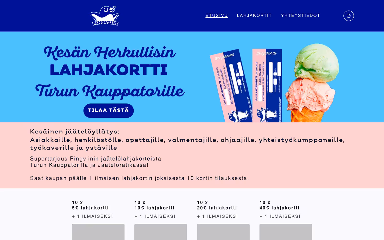Jaatelolahjakortti.fi — Pingviini-jäätelökioskien lahjakorttikauppa